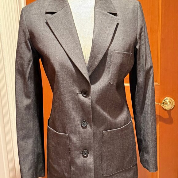 Faconnable Women's Blazer Jacket Patch pockets Gray - Picture 6 of 12